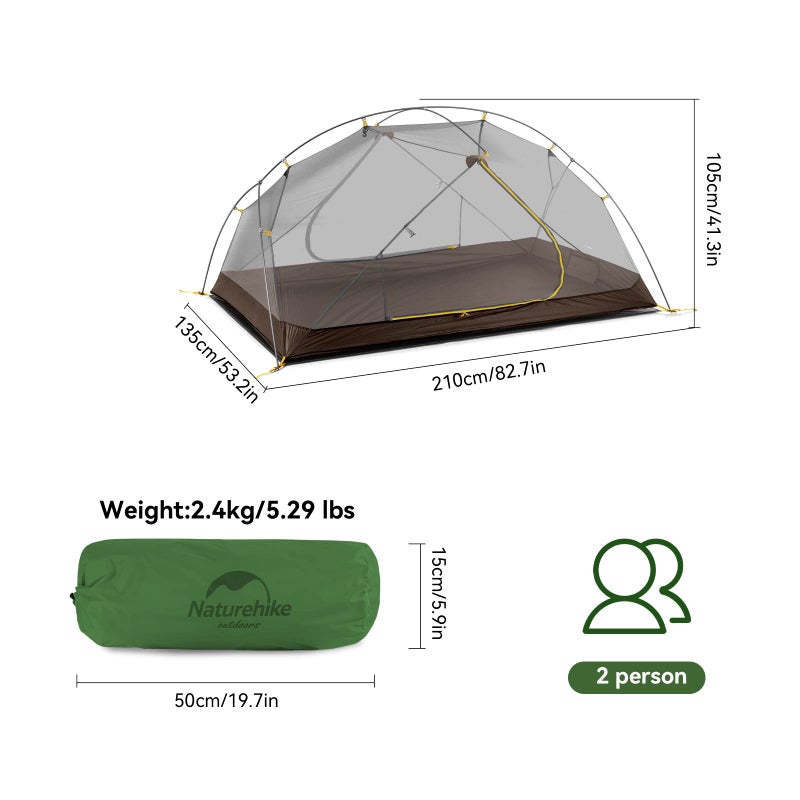 Naturehike Mongar Ultralight 2 Person Waterproof and Windproof Dome Tent Small Size Outdoor Backpack, Festival - Image 2