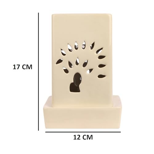 Mkd2 Rise Ceramic Electric Aroma Diffuser Oil Burner Lamp I Oil Diffuser Electric for Home Fragrance at Home, Office, Hotel - Square (7 inch, Ivory White) - Image 5
