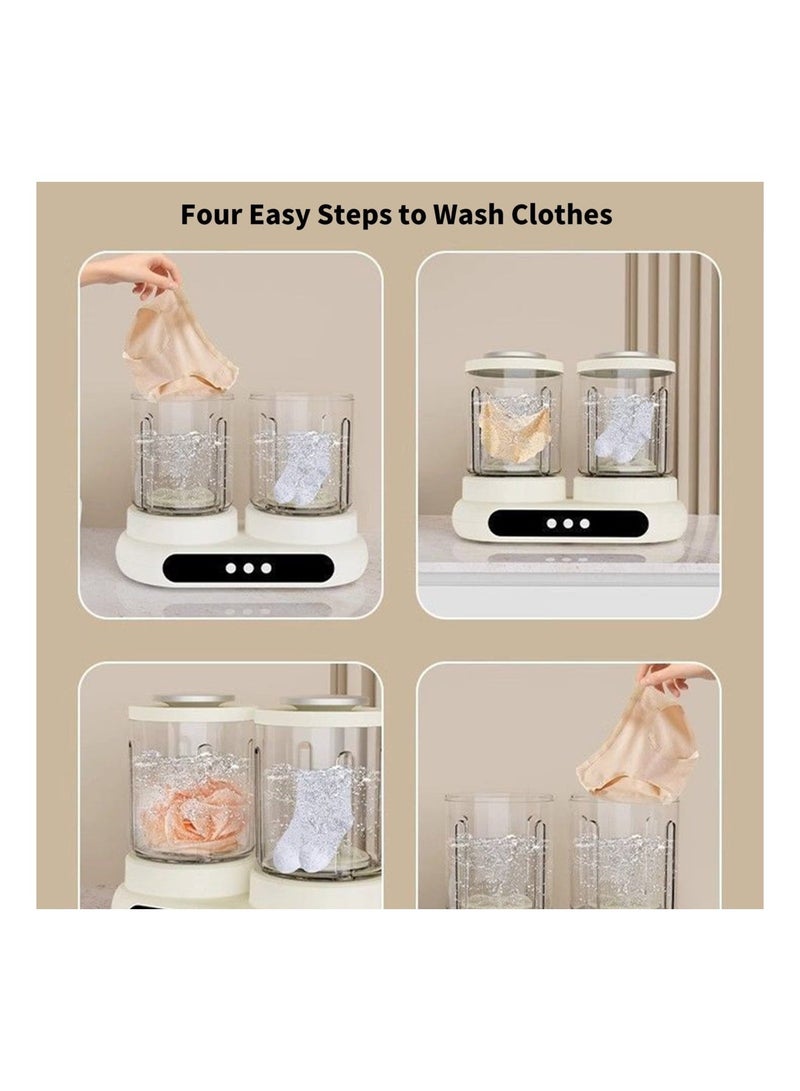 ماكون غسالة ملابس صغيرة محمولة مزدوجة الحوض ومجفف دوران، صغيرة الحجم للملابس الداخلية والجوارب وملابس الأطفال والمساكن والمركبات الترفيهية والسفر، خفيفة الوزن وموفرة للطاقة، مناسبة للمنزل والمطبخ - Image 3