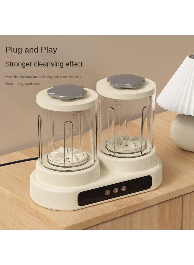 ماكون غسالة ملابس صغيرة محمولة مزدوجة الحوض ومجفف دوران، صغيرة الحجم للملابس الداخلية والجوارب وملابس الأطفال والمساكن والمركبات الترفيهية والسفر، خفيفة الوزن وموفرة للطاقة، مناسبة للمنزل والمطبخ - Image 4