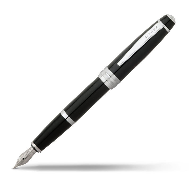 Cross Bailey Refillable Fountain Pen, Stainless Steel Medium Nib, Includes Gift Box - Black - Image 1