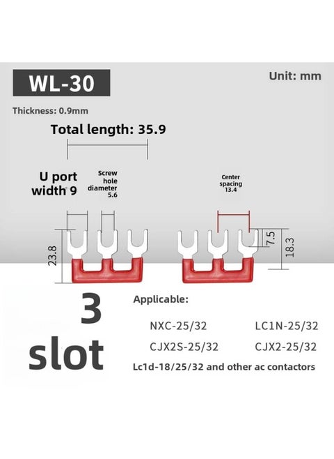 AC Contactor Connecting Piece L1L2L3 Three-phase Power Supply Main Power Short Circuit Bar Star Triangle Contactor Short Circuit Piece-Colour:Black-wl30-3 Bits (applicable To 25/32 Contactor)