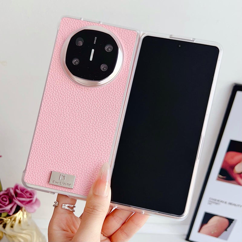 HuHa Case Cover For Huawei Mate X3 / X5 Transparent Edge Litchi Texture Phone Case(Pink) - Image 2