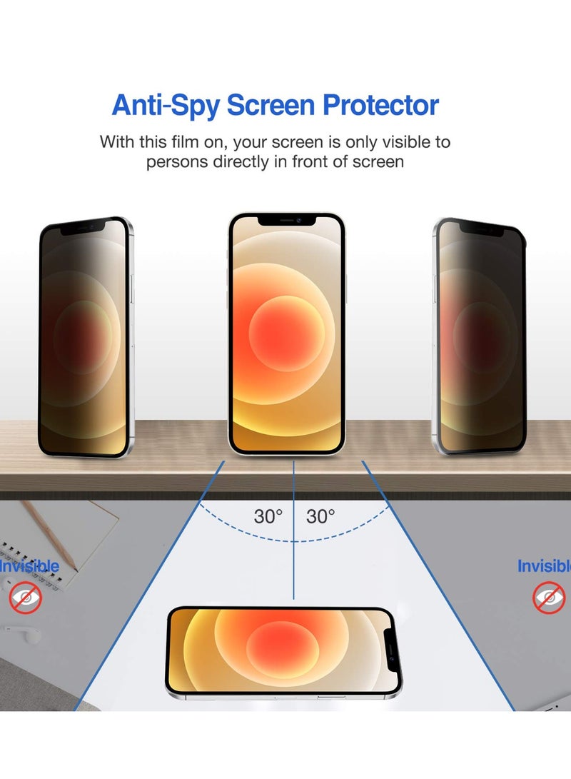Procases 2 Pack Privacy Screen Protector for iPhone 12 & iPhone 12 Pro 6.1 Inch 2020 Anti Spying Dark Tempered Glass Screen Film Guard Anti-Scratch Screen Protector - Image 4