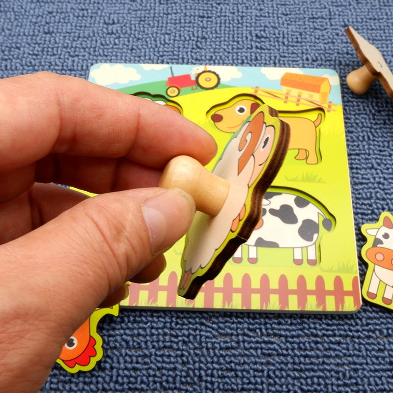 Montessori Early Education Puzzle Toy Baby Enlightenment Scratching Board Matching Cartoon Wooden Nail Panel Kidsren'S Educational Puzzle - Image 5