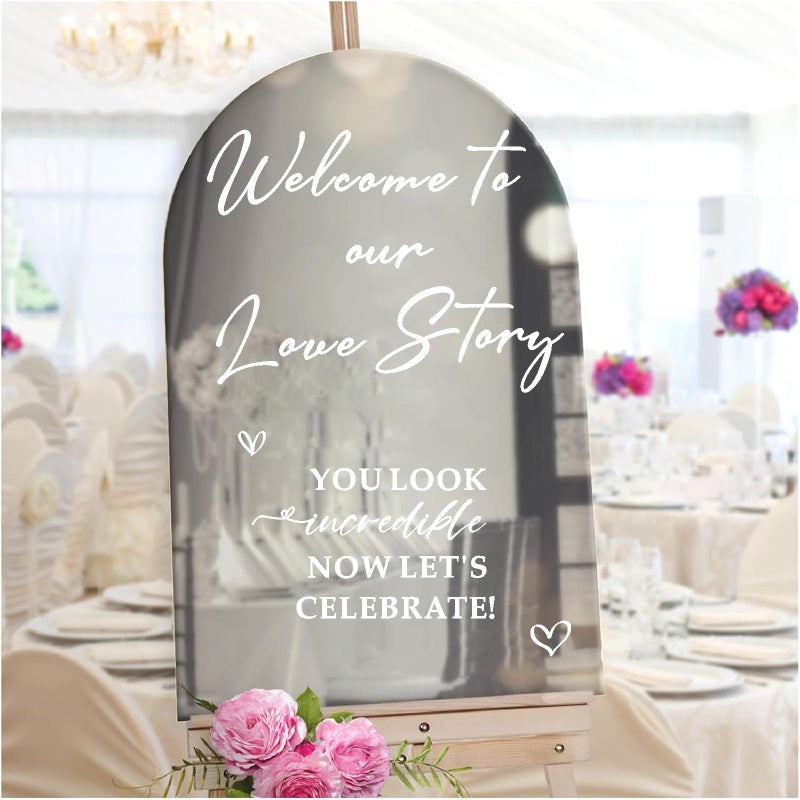 Haiddle Wedding Welcome Signs Wedding Stickers for Mirror Glass Welcome to Our Weddings Vinyl Lettering Decal Signs Removable Our Love Story Signs Decals Marriage Signage Mr and Mrs Decal Reception Supplies - Image 5