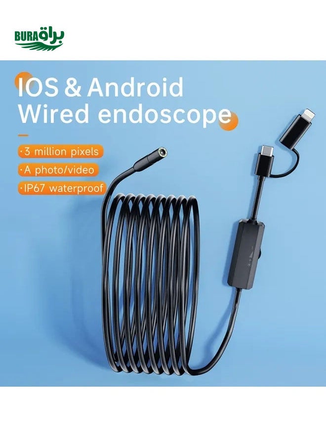 AN112 2 in 1 USB-C / Type-C + 8 Pin Interface 5.5mm HD Industry Endoscope, Length:5m Soft Tube