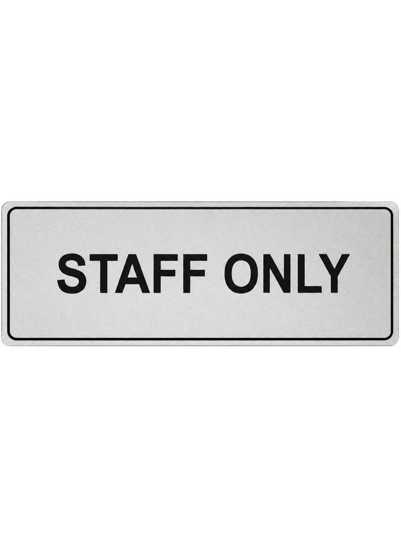 Staff Only Door Sign, Vertical Aluminium Plate, Silver & Gold | Black Bold Text, Rounded Corners, Office & Workplace, Brushed Metal Finish, Red Stripe Accent - Image 1