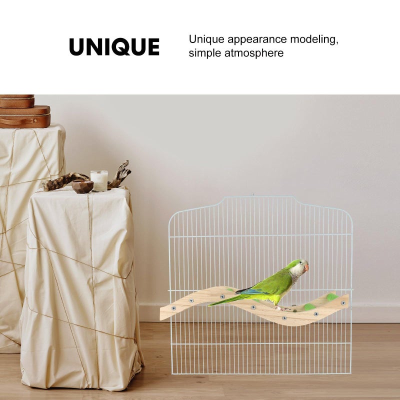 Green Curved Pattern Wooden Ladder Bridge Bird Cage Accessory For Parrots Exercise - Image 5