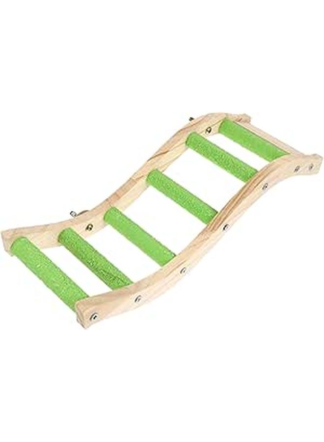 Green Curved Pattern Wooden Ladder Bridge Bird Cage Accessory For Parrots Exercise - Image 1