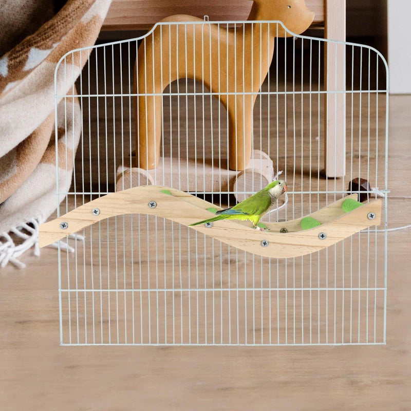 Green Curved Pattern Wooden Ladder Bridge Bird Cage Accessory For Parrots Exercise - Image 4