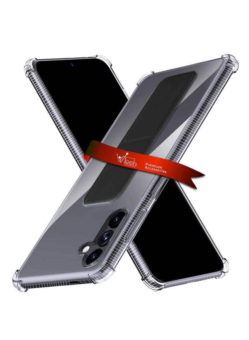 Wtech Samsung Galaxy S25 2025 TPU Hand Grip Air Pillow Case Cover - Clear/Black - Image 1