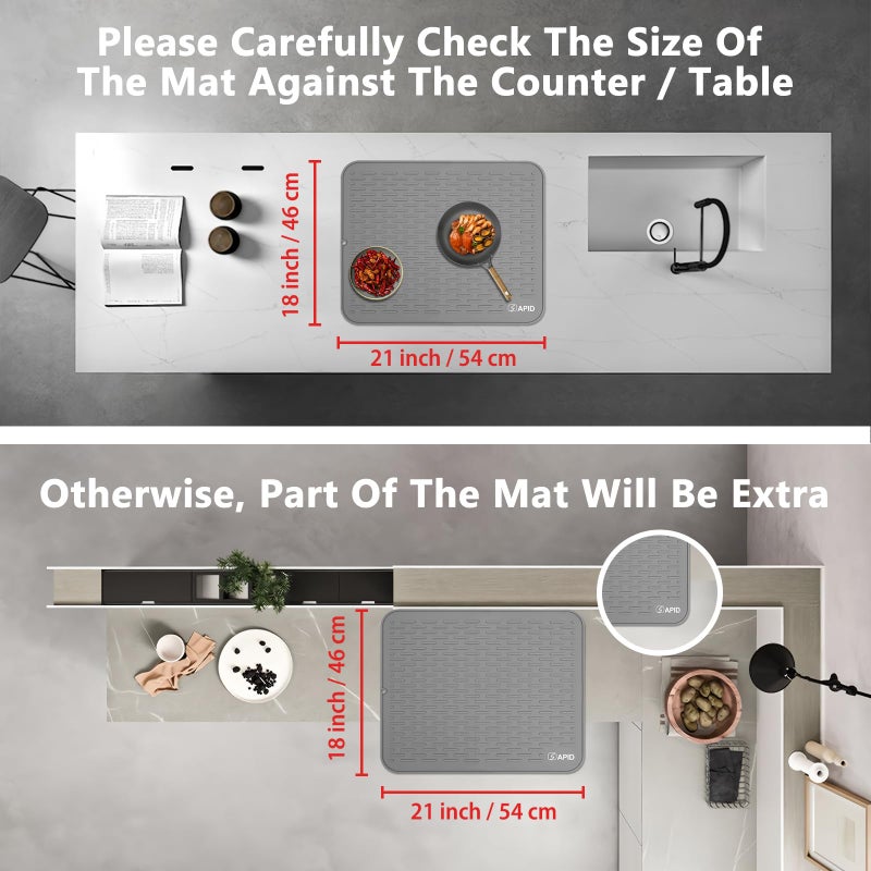 SAPID Silicone Dish Drying Mat: Extra Large 21 x 18 Inch for Dish Drying Rack - Heat Resistant Mat for Kitchen Counter - Easy Clean Dish Drainer Pad - Kitchen Gadgets/Home Essentials for Households - Image 4