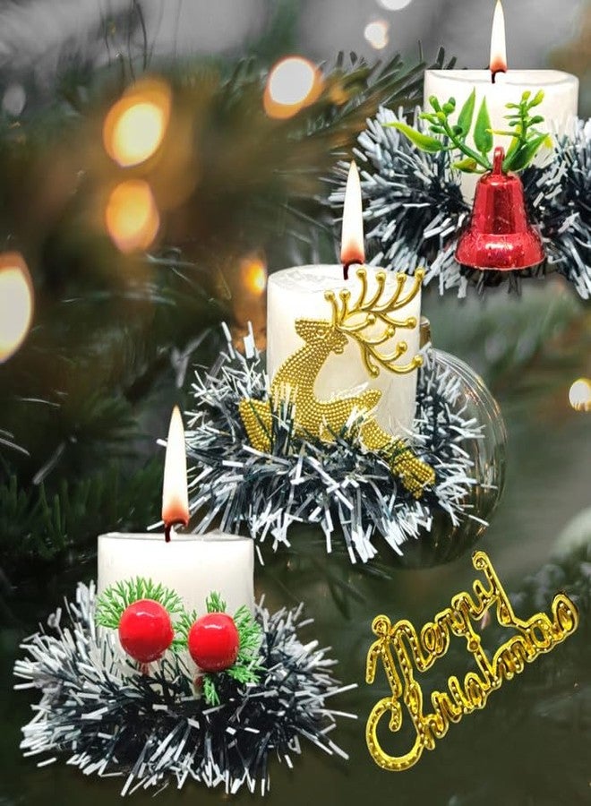 Quarya Beautiful White Wax Pillar Round Merry Christmas Candles with Decoration Items for Xmas Reindeer (Pack of 3) - Image 5