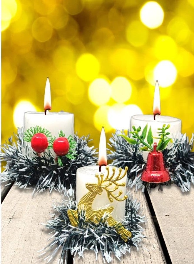 Quarya Beautiful White Wax Pillar Round Merry Christmas Candles with Decoration Items for Xmas Reindeer (Pack of 3) - Image 3