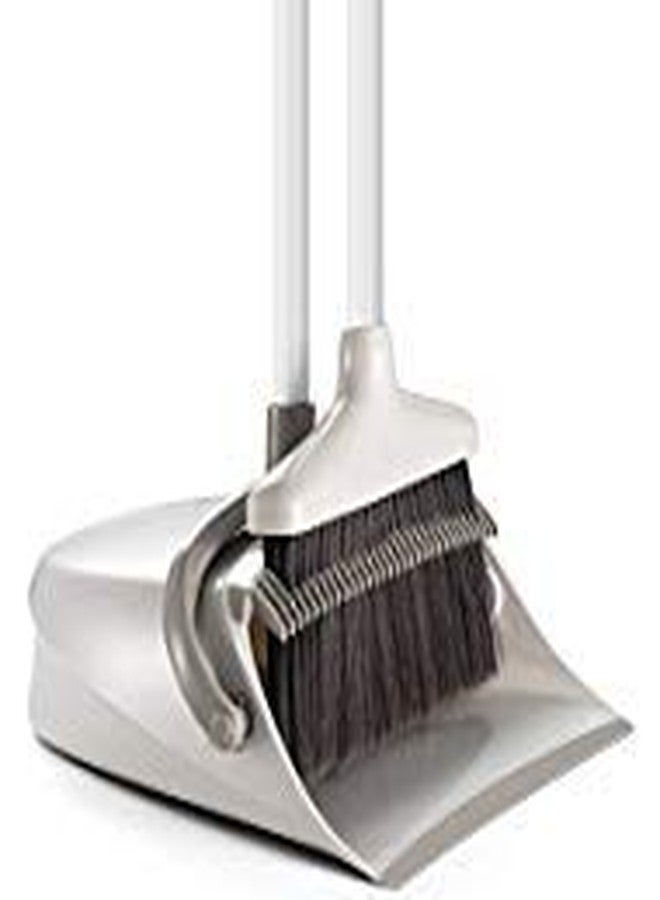 CQT Broom and Dustpan Set with 49'' Longer Handle Standing for Home Kitchen Cleaner Floor Sweeping Upright Stand Up Dust pan Cleans Combo