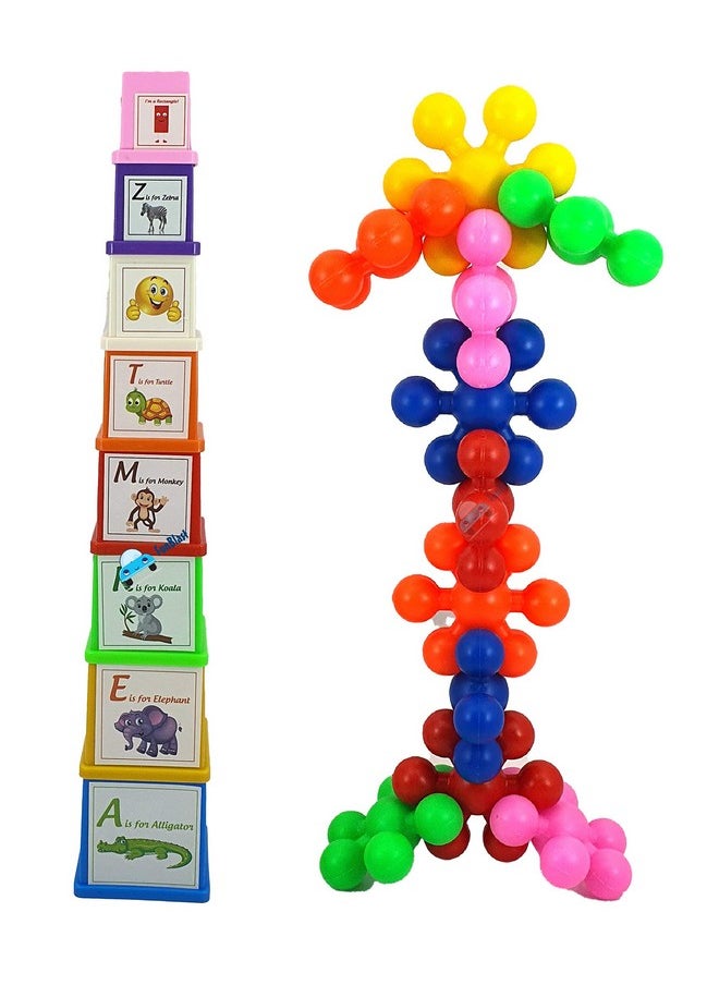 FunBlast FunBlast Stacking Cube Toy with DIY Studlink Block Games for Kids Learning Toy for Kids - (20 Pcs Blocks)  - Image 3
