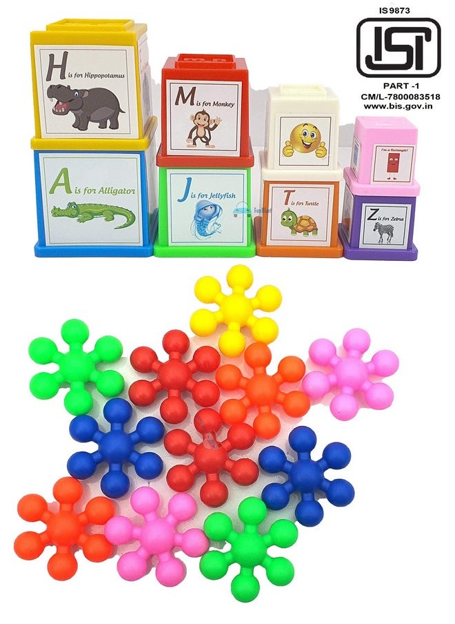 FunBlast FunBlast Stacking Cube Toy with DIY Studlink Block Games for Kids Learning Toy for Kids - (20 Pcs Blocks)  - Image 2