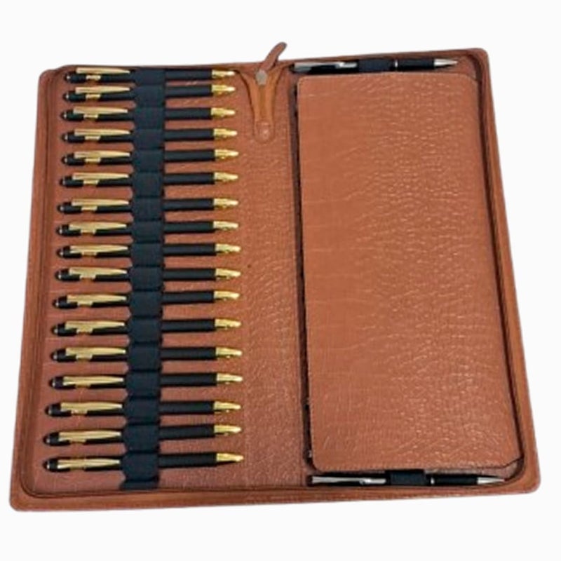 essart Premium PU Leather Men's & Women's 36 Slot Pen case Pen Organizer Pencil Case - Zippered Pen Storage Pouch for School, Work & Office Marker Case Organizer Colour Croco-Tan - Image 1