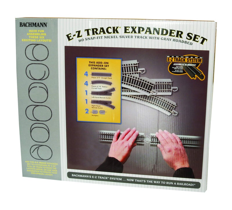 Bachmann Trains SnapFit EZ TRACK LAYOUT EXPANDER SET NICKEL SILVER Rail With Grey Roadbed HO Scale Medium