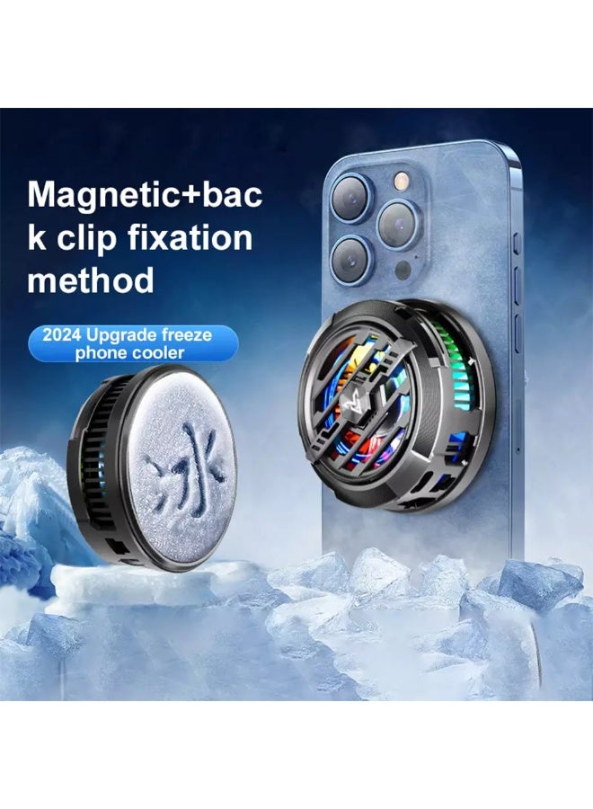 مبرد هاتف عالي الطاقة F27 RGB، مبرد هاتف محمول شبه موصل بشاشة عرض كبيرة، تصميم مغناطيسي ومشبك، مروحة صامتة 4800 دورة في الدقيقة، تبريد طاقة من النوع C - Image 2