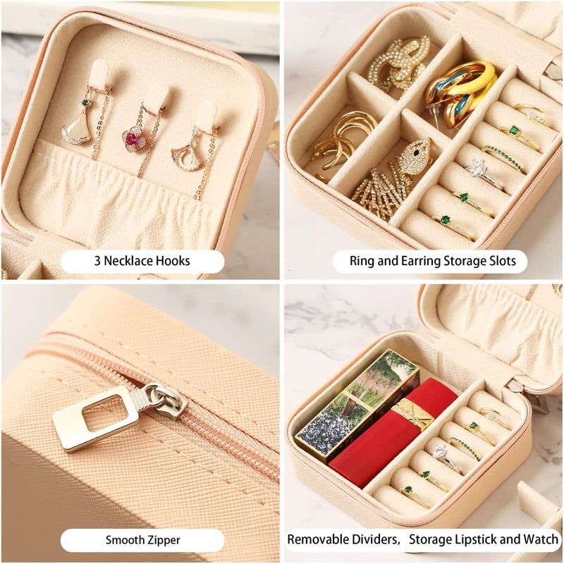 ZPROW Travel Jewelry Case, Mini Portable Jewelry Travel Boxes, Small Jewelry Organizer for Rings, Earrings, Pendants, Watches, Necklaces, Lipsticks Organizer Storage Holder Case (Pink-6packs) - Image 5
