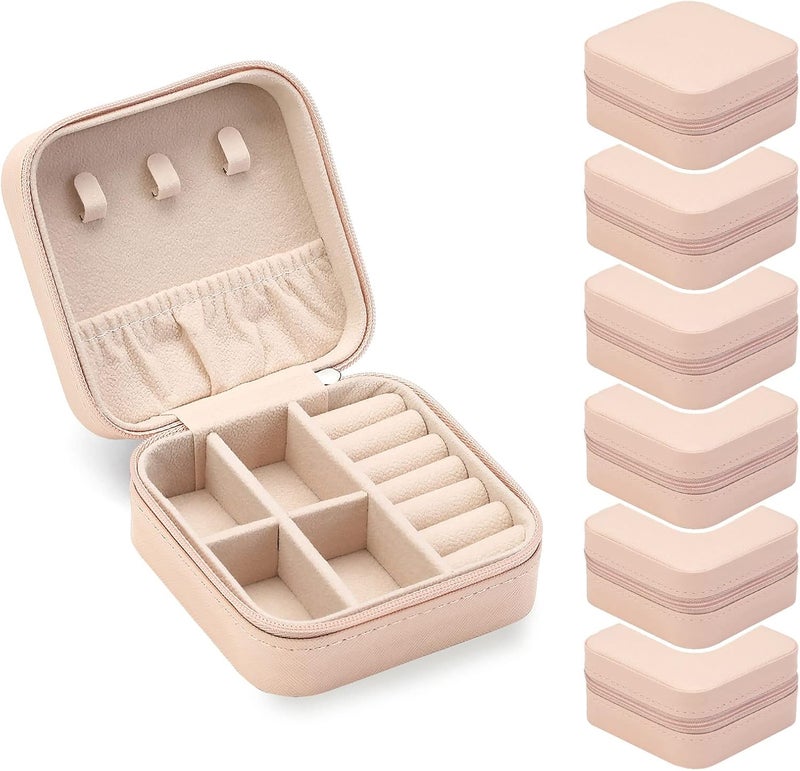 ZPROW Travel Jewelry Case, Mini Portable Jewelry Travel Boxes, Small Jewelry Organizer for Rings, Earrings, Pendants, Watches, Necklaces, Lipsticks Organizer Storage Holder Case (Pink-6packs) - Image 1
