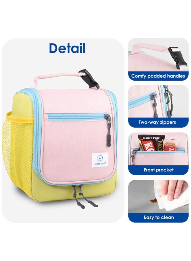 Genteen Kids Lunch Box, Insulated Lunch Bag for Kids, Toddler, Girl, and Boy; Holds Lunch Box, Water Bottle, & Snacks; Easy-Clean Water-Resistant Fabric & Multiple Zippered Pockets (Yellow Blue) - Image 5