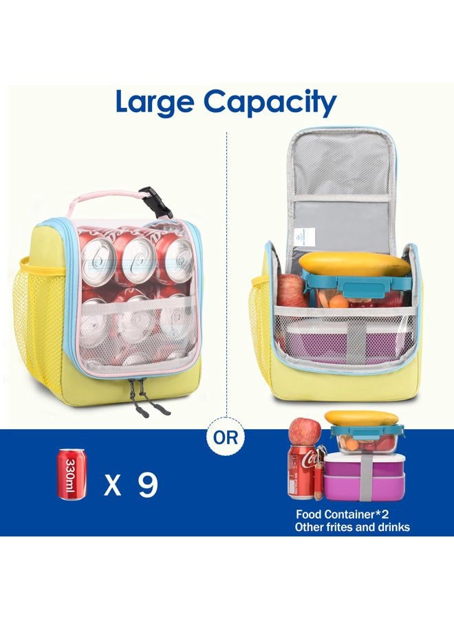 Genteen Kids Lunch Box, Insulated Lunch Bag for Kids, Toddler, Girl, and Boy; Holds Lunch Box, Water Bottle, & Snacks; Easy-Clean Water-Resistant Fabric & Multiple Zippered Pockets (Yellow Blue) - Image 3