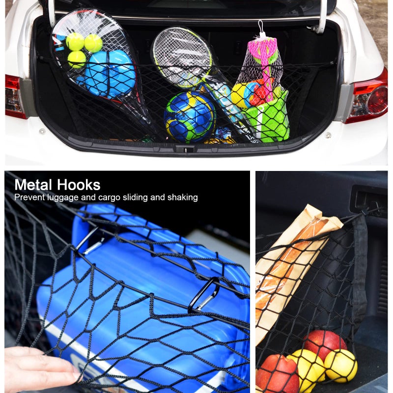 BAILALIBO Cargo Net Stretchable, Adjustable Elastic Trunk Mesh Nets with Metal Hook Universal for SUV, Jeep, Trucks, Car Exterior Accessories for Secure Storage (35.4x15.8 inch) - Image 4