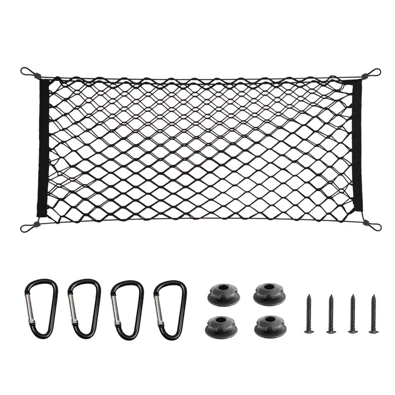 BAILALIBO Cargo Net Stretchable, Adjustable Elastic Trunk Mesh Nets with Metal Hook Universal for SUV, Jeep, Trucks, Car Exterior Accessories for Secure Storage (35.4x15.8 inch) - Image 1