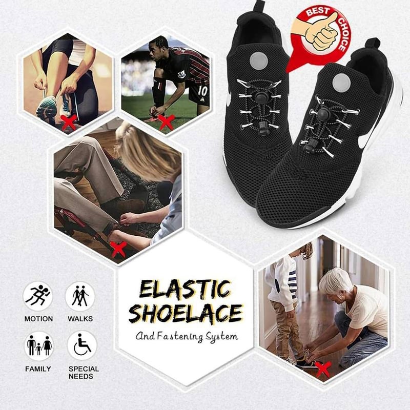 BOLDSTUFF No Tie Shoelaces Elastic Shoe Laces for Sneakers No Tie Shoelaces Lock Shoe Laces Tieless Black for all type Shoes Set for Adults-Unisex | Quick Lace Length: 100 CM | - Image 5
