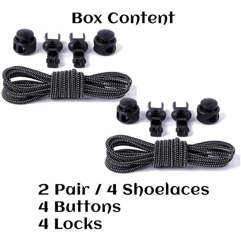 BOLDSTUFF No Tie Shoelaces Elastic Shoe Laces for Sneakers No Tie Shoelaces Lock Shoe Laces Tieless Black for all type Shoes Set for Adults-Unisex | Quick Lace Length: 100 CM | - Image 3