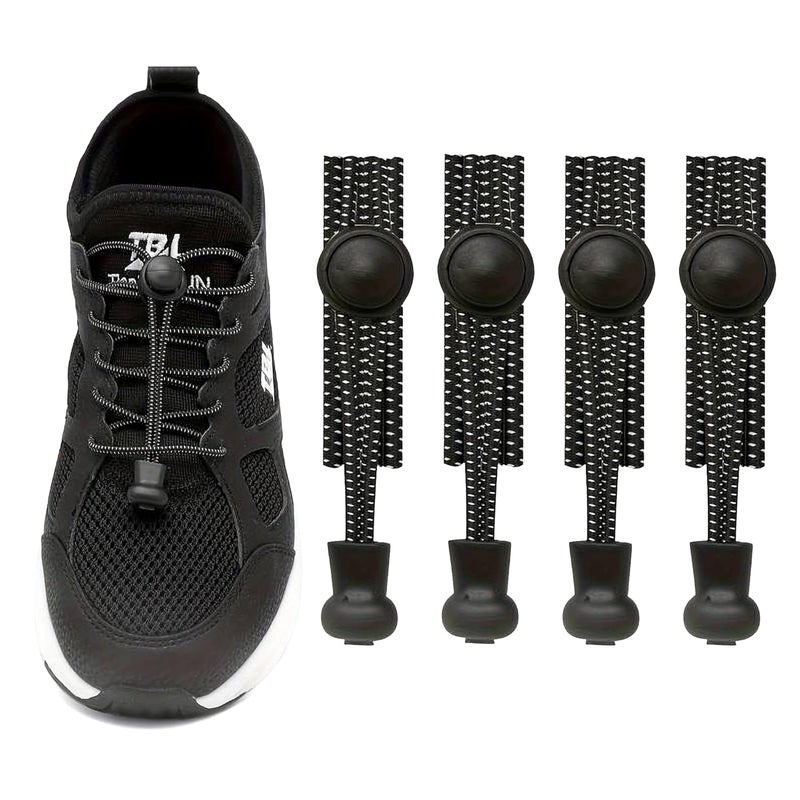 BOLDSTUFF No Tie Shoelaces Elastic Shoe Laces for Sneakers No Tie Shoelaces Lock Shoe Laces Tieless Black for all type Shoes Set for Adults-Unisex | Quick Lace Length: 100 CM | - Image 1