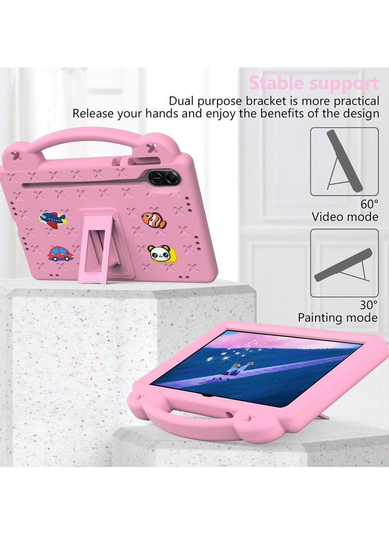 VKL حافظة متوافقة مع جهاز Honor Pad X9 مقاس 11.5 بوصة، ملحقات يمكنك صنعها بنفسك للأطفال، حافظة مقاومة للصدمات مع [حامل أقلام] [حزام كتف] [حامل مقبض]، وردي  - Image 4
