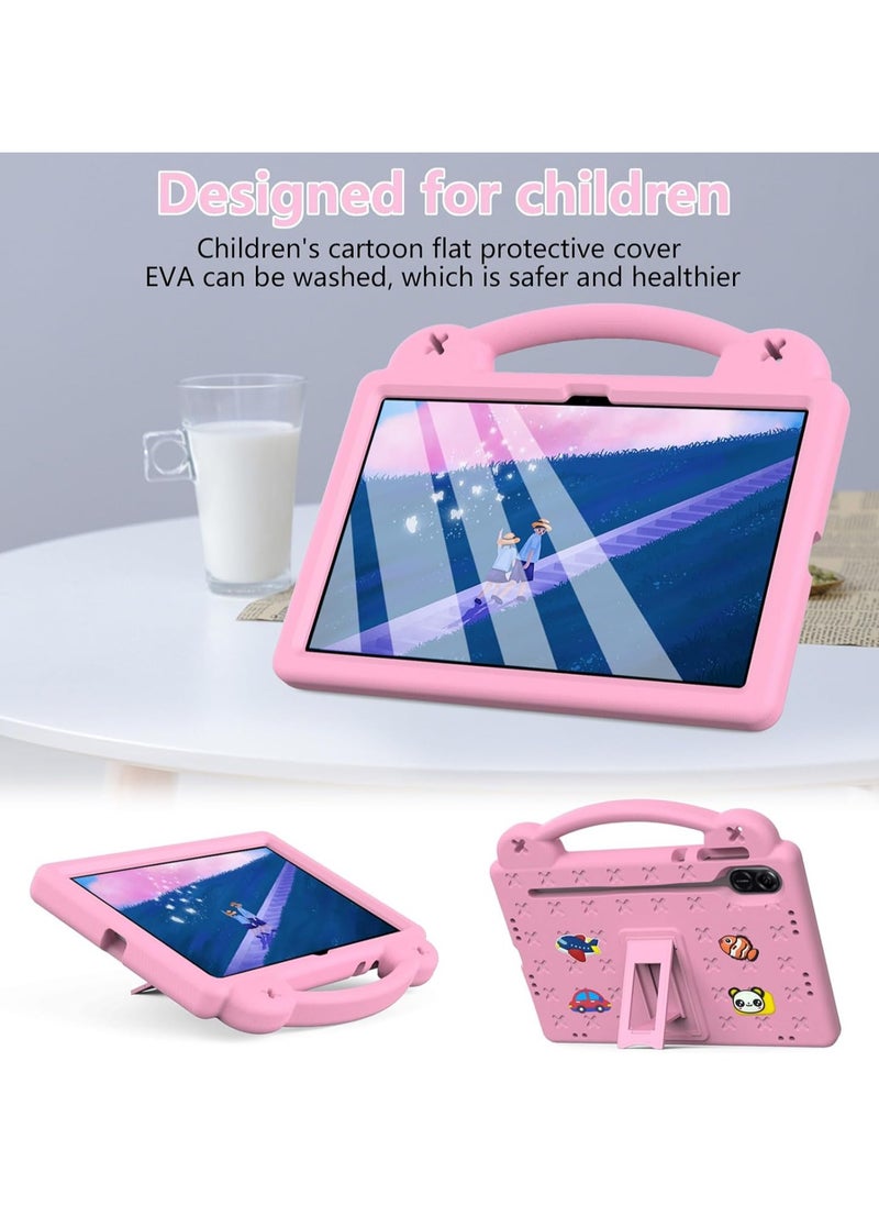 VKL حافظة متوافقة مع جهاز Honor Pad X9 مقاس 11.5 بوصة، ملحقات يمكنك صنعها بنفسك للأطفال، حافظة مقاومة للصدمات مع [حامل أقلام] [حزام كتف] [حامل مقبض]، وردي  - Image 3