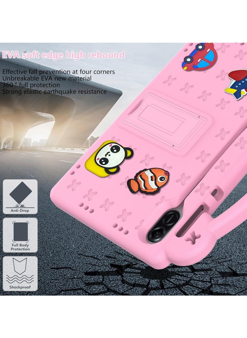 حافظة متوافقة مع جهاز Honor Pad X9 مقاس 11.5 بوصة، ملحقات يمكنك صنعها بنفسك للأطفال، حافظة مقاومة للصدمات مع [حامل أقلام] [حزام كتف] [حامل مقبض]، وردي