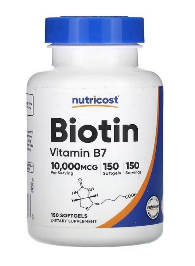 Biotin Vitamin B7 10000 mcg 150 Softgels - Image 1