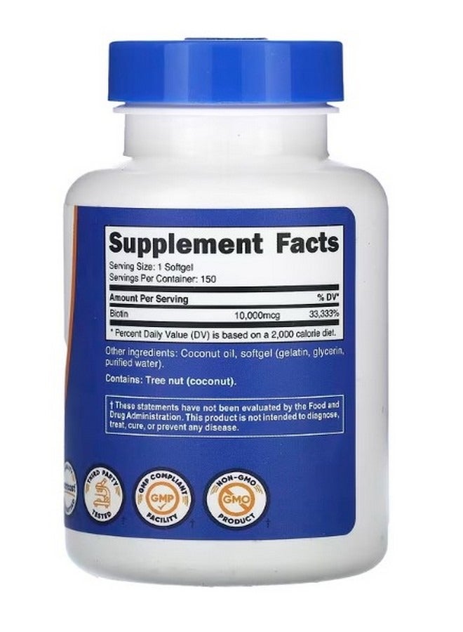 Biotin Vitamin B7 10000 mcg 150 Softgels - Image 2