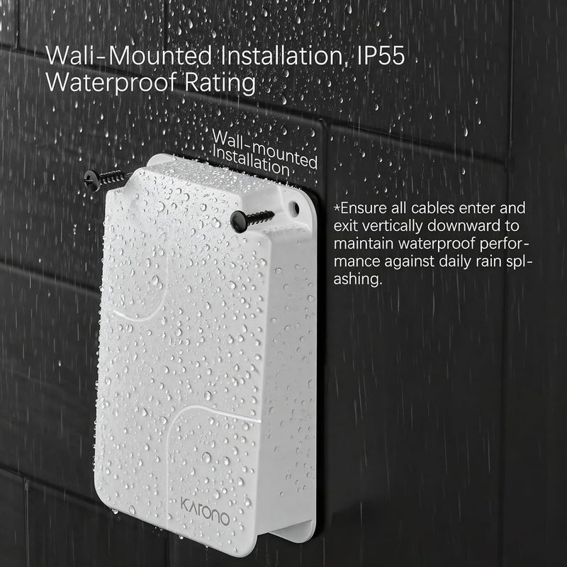 Karono Gigabit PoE Outdoor Waterproof Extender 5 Port, 1 PoE in & 4 PoE Out 90W Ethernet Passthrough Switch, IEEE 802.3af/at/bt Compatible, Plug and Play, Wall Mount - Image 2