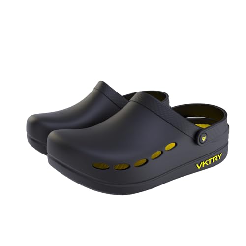 VKTRY Performance Recovery Clogs – Cushioned EVA with Carbon Fiber Stability | Rocker Sole, Ventilated Comfort, Deep Heel Cup, Slip-Resistant Grip, Removable Strap, Black | US: M 9.5-10, W 10.5-11 - Image 5