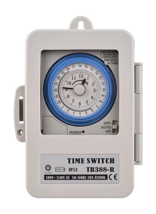 DUNISO Mechanical Timer，Mechanical 24 Hours Timer Switch,Programmable IP53 Rated Electrical Box,  96 Times ON/OFF, with Mounting Hole, Dustproof Waterproof Cover,Suitable for Street Lights, Ventilation, Fountains  - Image 1