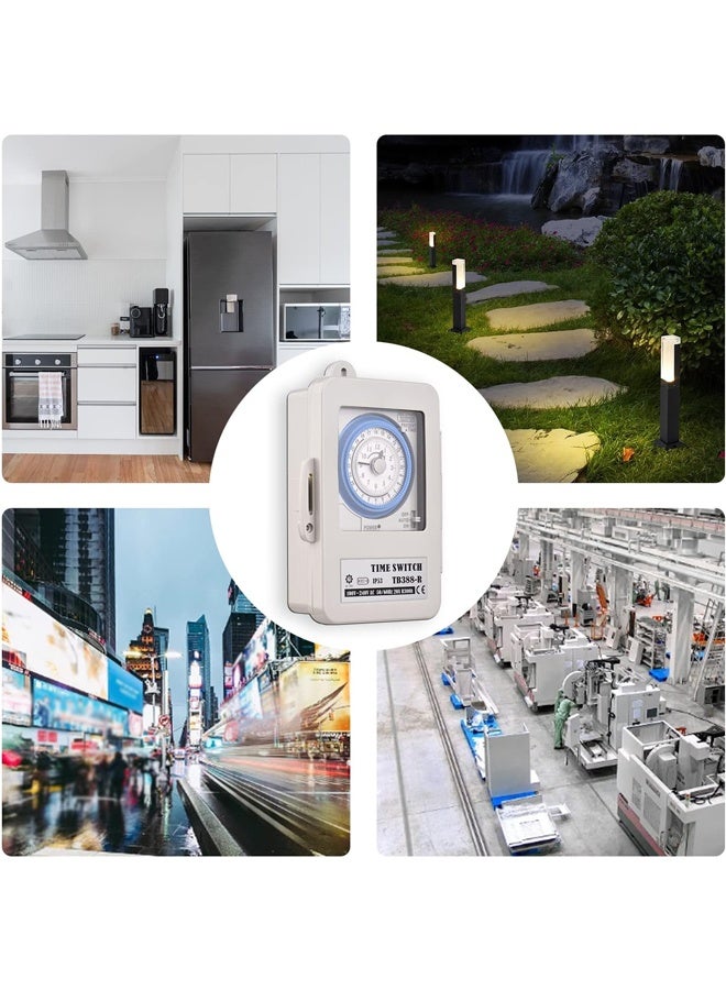 DUNISO Mechanical Timer，Mechanical 24 Hours Timer Switch,Programmable IP53 Rated Electrical Box,  96 Times ON/OFF, with Mounting Hole, Dustproof Waterproof Cover,Suitable for Street Lights, Ventilation, Fountains  - Image 5