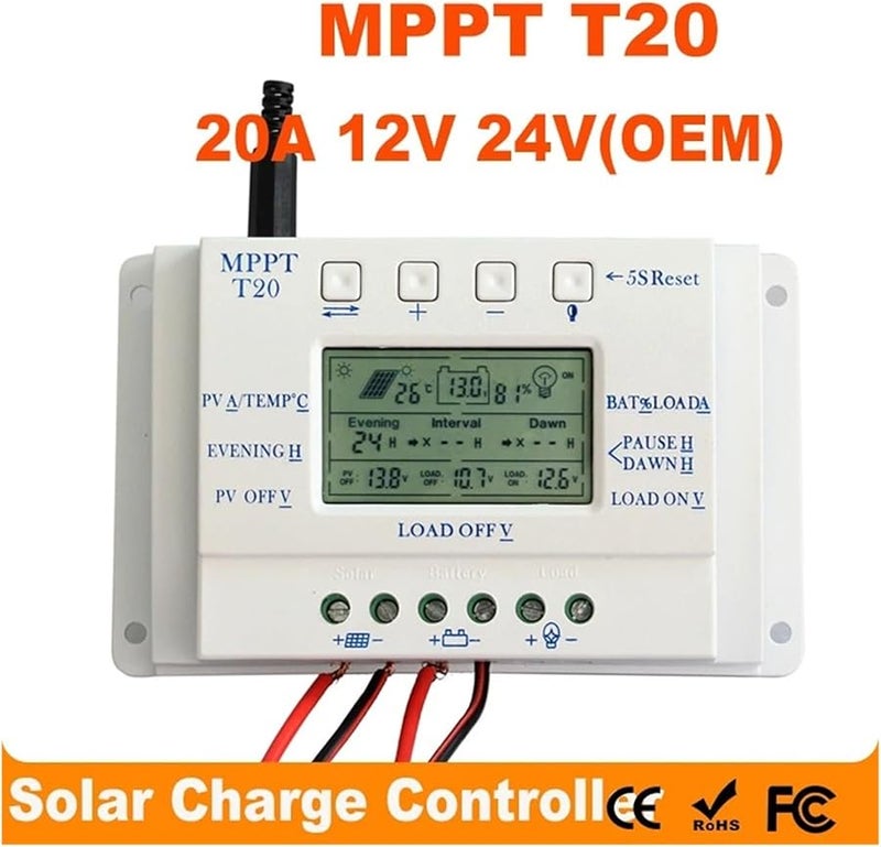 20A MPPT Solar Charge Controller LCD Display 12V 24V Battery Regulator - Image 3