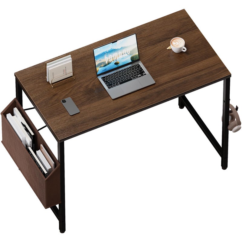 Pamray 32 Inch Computer Desk for Small Spaces with Storage Bag, Home Office Work Desk with Headphone Hook, Small Office Desk Study Writing Table - Image 1