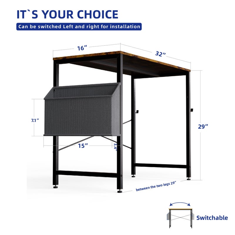 Pamray 32 Inch Computer Desk for Small Spaces with Storage Bag, Home Office Work Desk with Headphone Hook, Small Office Desk Study Writing Table - Image 5