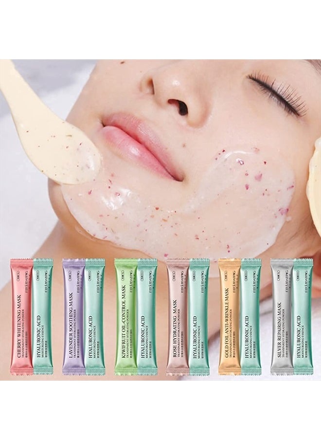 Newfacefure - 12 Sacks Diy Spa Rose Hyaluronic Acid Hydro Jelly Facial Mask Powder Collagen Vitamin C Peel off Rubber Face Mask (6 styles) - Image 1