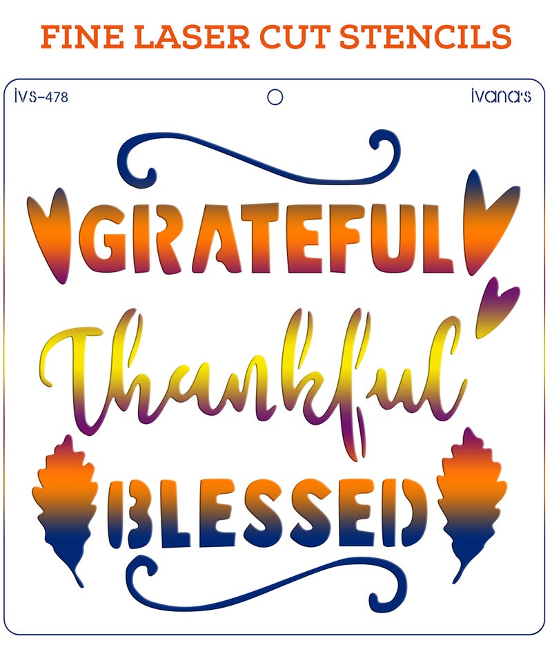 IVANA'S Thankful Stencil for Art & Craft, Reusable DIY Decorative Stencil for Painting on Canvas, Fabric, Cloth, Paper, Glass, Furniture and Wall, Size - 6 x 6 inch, IVS-478, Off White - Image 3