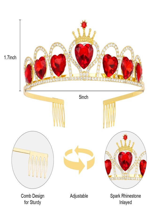 ACO-UINT Red Crown and Tiara for Women Queen of Heart Crown, Crystal Wedding Tiara Princess Queen Crown Halloween Costume - Image 2