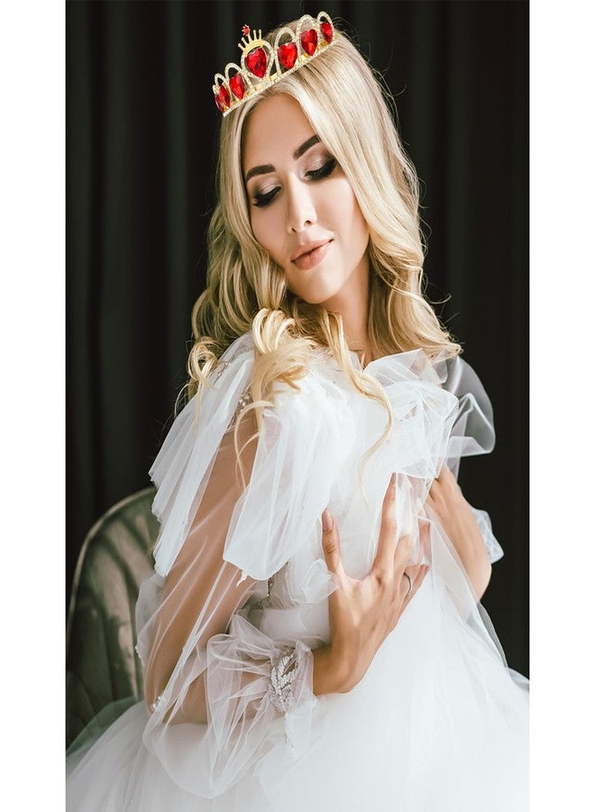 ACO-UINT Red Crown and Tiara for Women Queen of Heart Crown, Crystal Wedding Tiara Princess Queen Crown Halloween Costume - Image 4